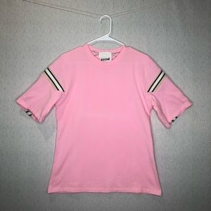 Koché Striped Sleeve Shirt Pink Size S Crewneck Short Sleeve T-Shirt Blouse